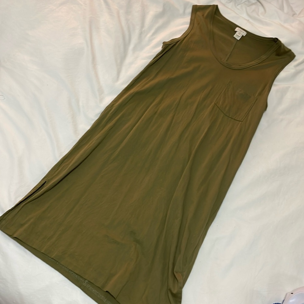 J Crew XS olive green tank dress cotton